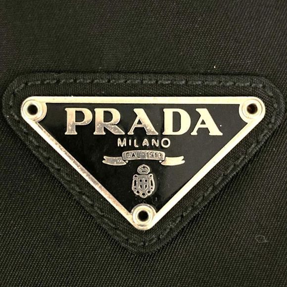 Sale/prada Nylon/bottom Leather Backpack/daypack Black Triangle Logo Triangle - Picture 8 of 10
